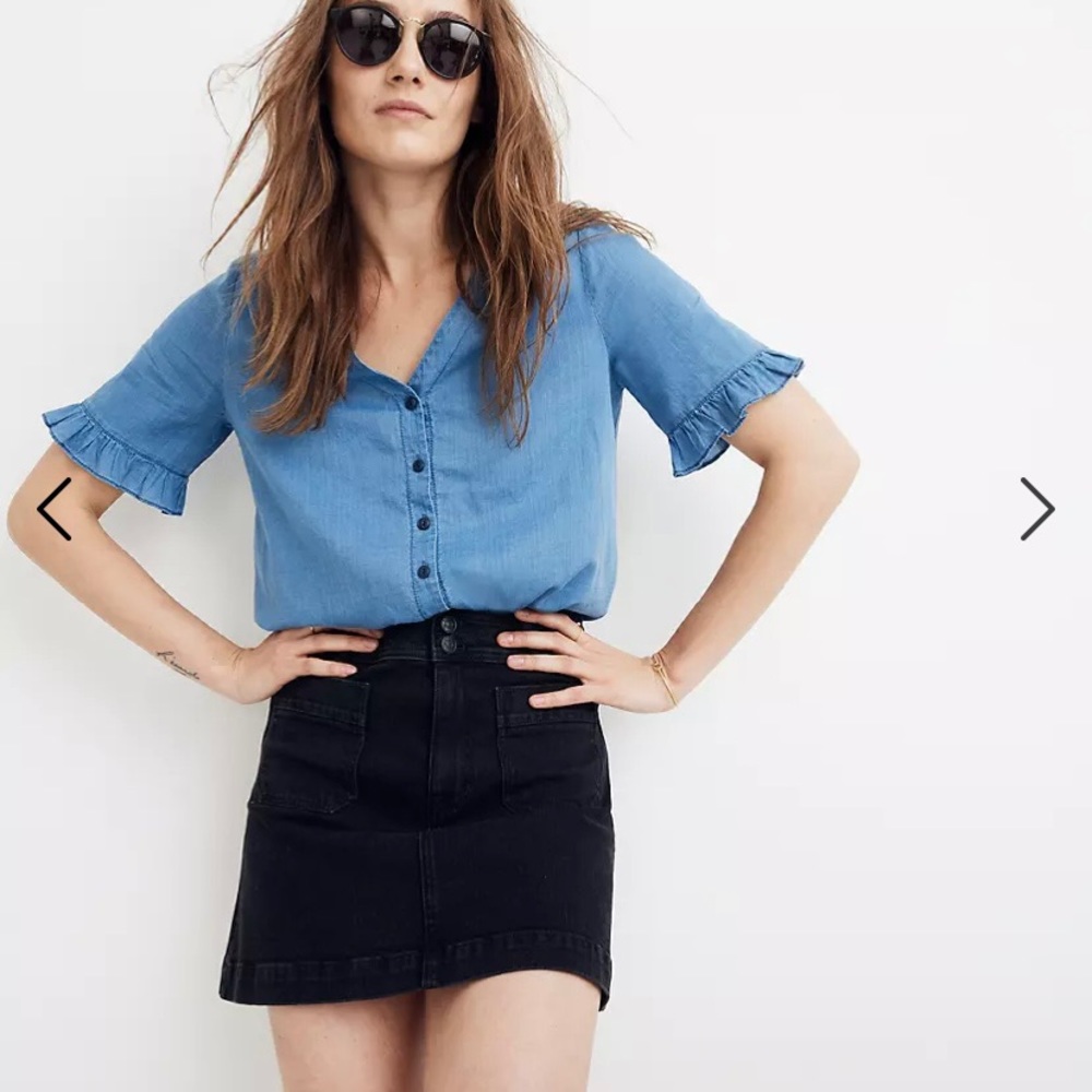 Madewell black denim mini skirt